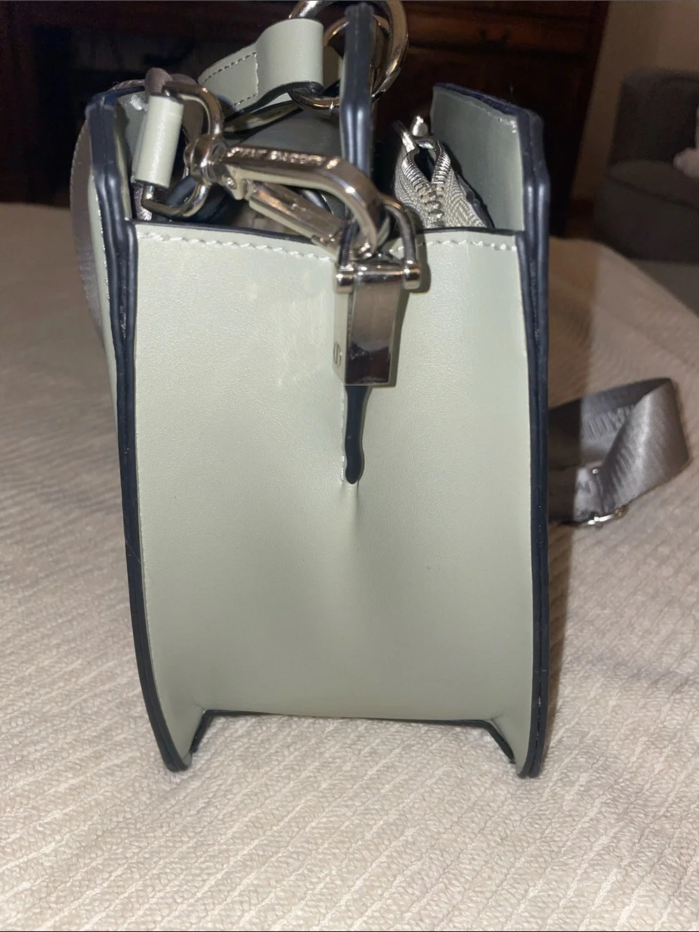 Steve Madden Olive Green Square Crossbody or Shoulder Bag with Branded Strap
